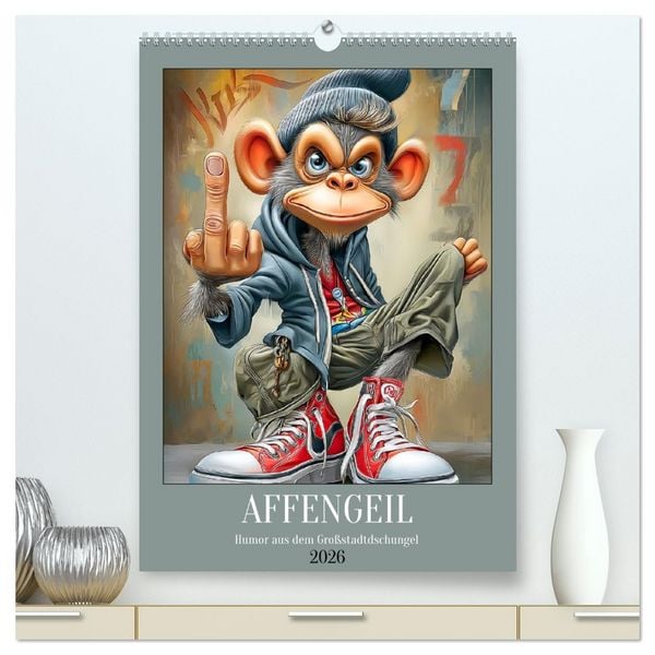 Produktbild: Affengeil. Humor aus dem Gro&szlig;stadtdschungel (hochwertiger Premium Wandkalender 2026 DIN A2 hoch), Kunstdruck in Hochglanz