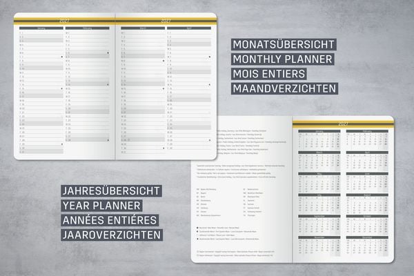 Produktbild: SIGEL L2707 Wochenkalender Linescape 2027 DE, ca. A5, Hardcover, dunkelgrau/gelb