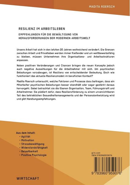 Produktbild: Resilienz im Arbeitsleben. Empfehlungen f&uuml;r die Bew&auml;ltigung von Herausforderungen der modernen Arbeitswelt