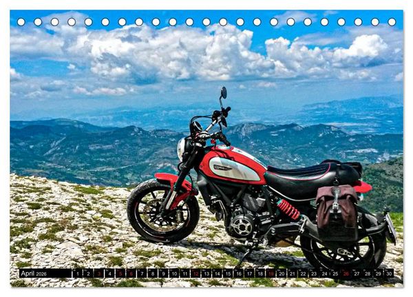 Produktbild: Scrambler Motorr&auml;der Individuell - Stylisch - Abenteuerlich (Tischkalender 2026 DIN A5 quer), CALVENDO Monatskalender
