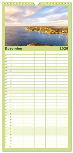 Produktbild: Familienplaner 2026 - Mallorca - einzigartige Luftbildaufnahmen mit 5 Spalten (Wandkalender, 21 x 45 cm) CALVENDO
