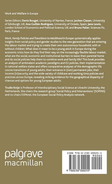 Produktbild: Work, Family Policies and Transitions to Adulthood in Europe