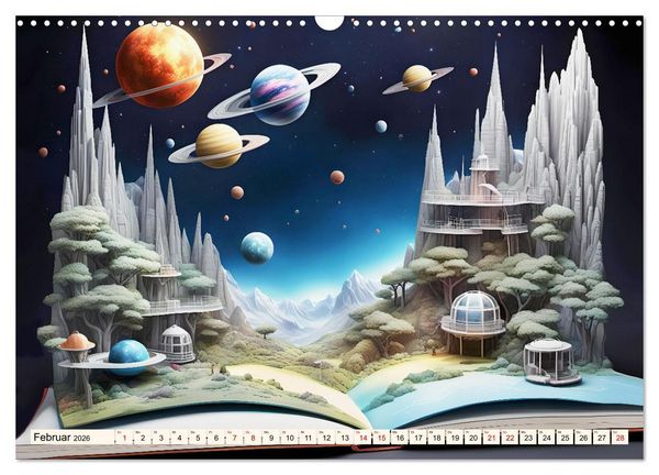 Produktbild: Fantasy-B&uuml;cher Sch&ouml;nheit des Universums (Wandkalender 2026 DIN A3 quer), CALVENDO Monatskalender