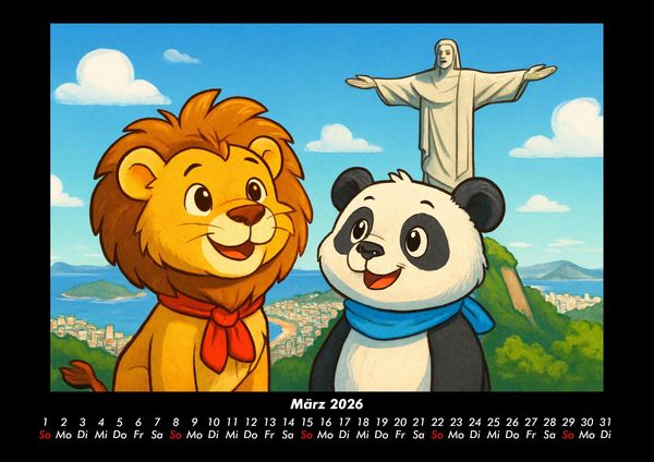 Produktbild: Buschi und Pippin - Reise zu den Weltwundern 2026 Fotokalender DIN A3