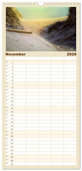 Produktbild: Familienplaner 2026 - Nordsee-D&uuml;nen mit 5 Spalten (Wandkalender, 21 x 45 cm) CALVENDO