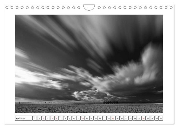 Produktbild: Am Strand von St. Peter-Ording SCHWARZ-WEISS (Wandkalender 2026 DIN A4 quer), CALVENDO Monatskalender
