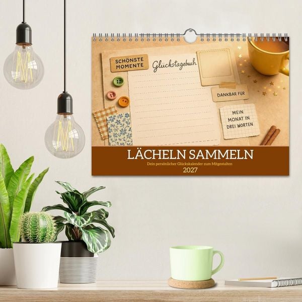Produktbild: L&auml;cheln sammeln - Dein pers&ouml;nlicher Gl&uuml;ckskalender zum Mitgestalten (Wandkalender 2027 DIN A4 quer), CALVENDO Monatskalender