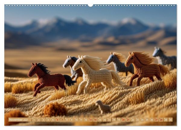 Produktbild: Textile Naturwelten. Amigurumi-&Ouml;kosysteme zZwischen Polarmeer und Savanne (hochwertiger Premium Wandkalender 2027 DIN A2 quer), Kunstdruck in Hochglanz