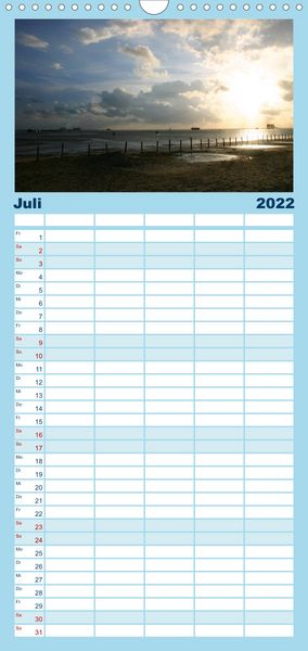 Produktbild: Familienplaner Nordsee - Lichtstimmungen an der K&uuml;ste (Wandkalender 2022 , 21 cm x 45 cm, hoch)