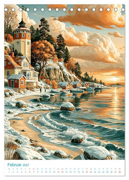 Produktbild: Schweden - Old School Poster Style (Tischkalender 2027 DIN A5 hoch), CALVENDO Monatskalender