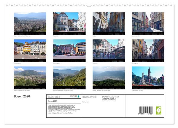 Produktbild: Bozen 2026 (hochwertiger Premium Wandkalender 2026 DIN A2 quer), Kunstdruck in Hochglanz
