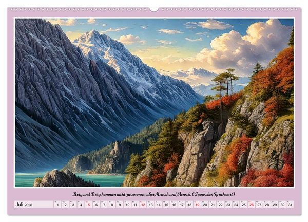Produktbild: Bergwelt in Bildern und Zitaten (Wandkalender 2026 DIN A2 quer), CALVENDO Monatskalender