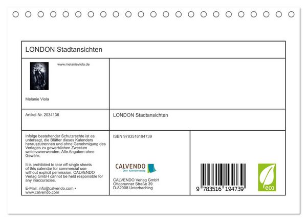 Produktbild: LONDON Stadtansichten (Tischkalender 2026 DIN A5 quer), CALVENDO Monatskalender