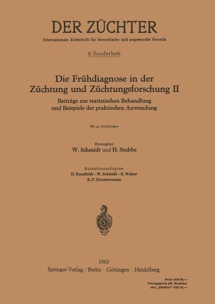 Produktbild: Die Fr&uuml;hdiagnose in der Z&uuml;chtung und Z&uuml;chtungsforschung II