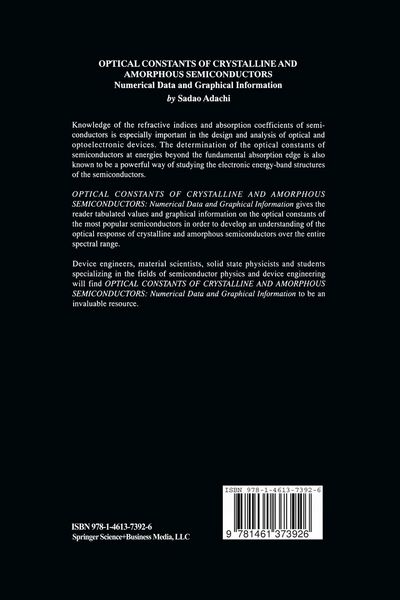 Produktbild: Optical Constants of Crystalline and Amorphous Semiconductors