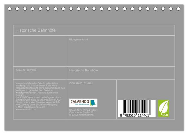 Produktbild: Historische Bahnh&ouml;fe (Tischkalender 2026 DIN A5 quer), CALVENDO Monatskalender