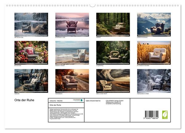 Produktbild: Orte der Ruhe (hochwertiger Premium Wandkalender 2026 DIN A2 quer), Kunstdruck in Hochglanz