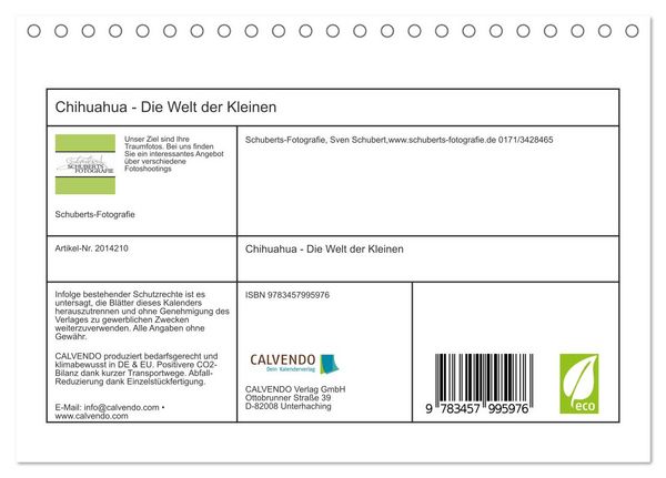 Produktbild: Chihuahua - Die Welt der Kleinen (Tischkalender 2026 DIN A5 quer), CALVENDO Monatskalender