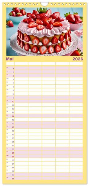 Produktbild: Familienplaner 2026 - Tortentr&auml;ume - Traumtorten mit 5 Spalten (Wandkalender, 21 x 45 cm) CALVENDO