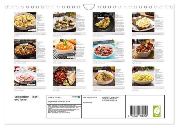 Produktbild: Vegetarisch - leicht und lecker (Wandkalender 2027 DIN A4 quer), CALVENDO Monatskalender
