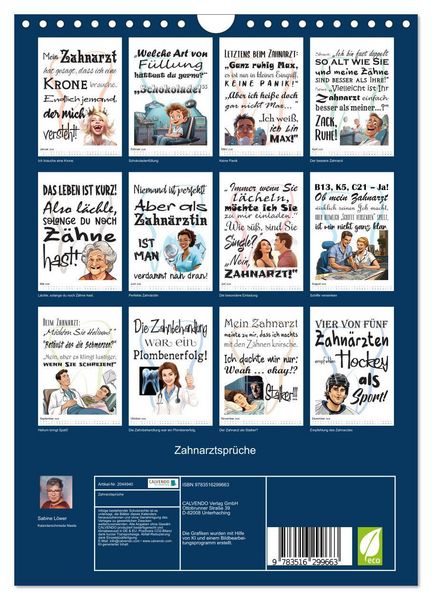 Produktbild: Zahnarztspr&uuml;che (Wandkalender 2026 DIN A4 hoch), CALVENDO Monatskalender