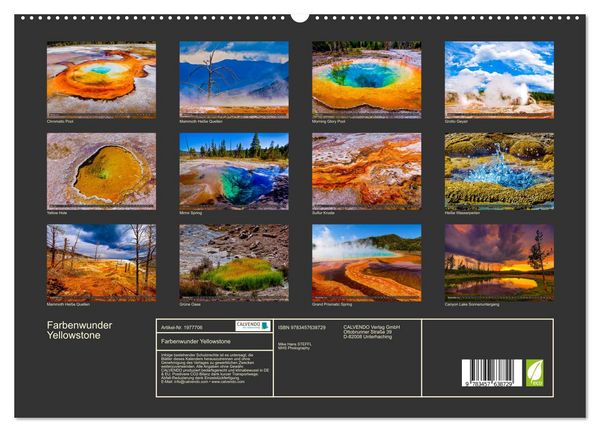 Produktbild: Farbenwunder Yellowstone (Wandkalender 2026 DIN A2 quer), CALVENDO Monatskalender