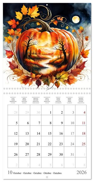 Produktbild: Magie des quatre saisons (Calendrier mural carr&eacute; 2026 30x30 cm) Calendrier double avec une page pour vos prises de notes