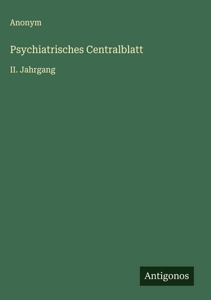 Produktbild: Psychiatrisches Centralblatt