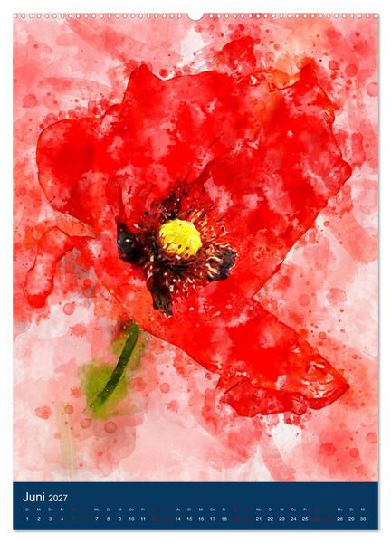 Produktbild: Wilde Blumen - Illustrierter Bl&uuml;tenzauber der Pflanzenwelt (hochwertiger Premium Wandkalender 2027 DIN A2 hoch), Kunstdruck in Hochglanz