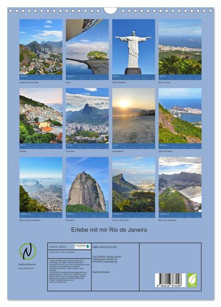 Produktbild: Erlebe mit mir Rio de Janeiro (Wandkalender 2026 DIN A3 hoch), CALVENDO Monatskalender