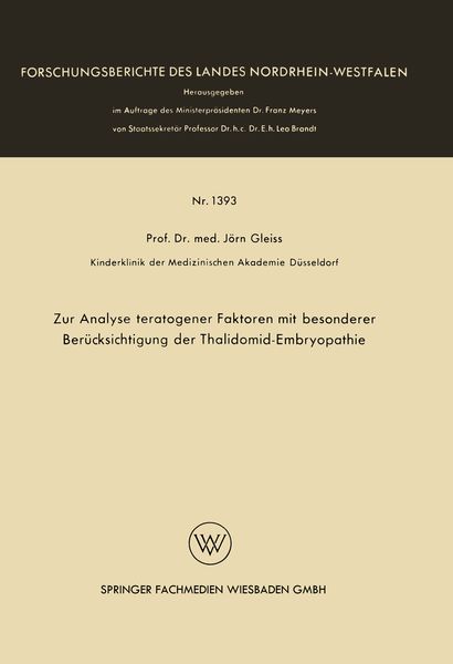 Produktbild: Zur Analyse teratogener Faktoren mit besonderer Ber&uuml;cksichtigung der Thalidomid-Embryopathie