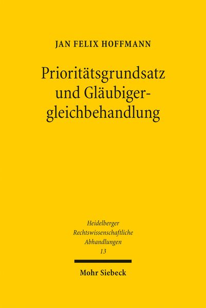 Produktbild: Priorit&auml;tsgrundsatz und Gl&auml;ubigergleichbehandlung
