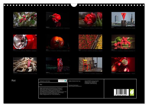 Produktbild: Rot (Wandkalender 2026 DIN A3 quer), CALVENDO Monatskalender