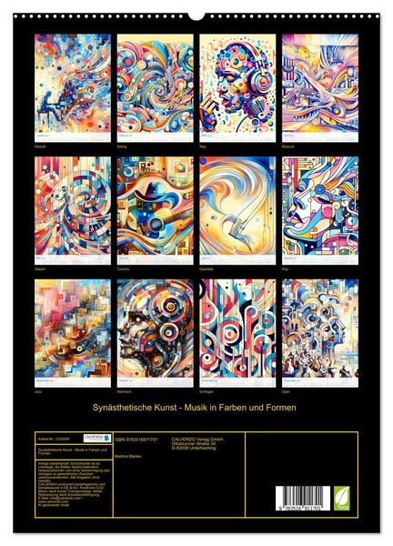 Produktbild: Syn&auml;sthetische Kunst - Musik in Farben und Formen (hochwertiger Premium Wandkalender 2027 DIN A2 hoch), Kunstdruck in Hochglanz