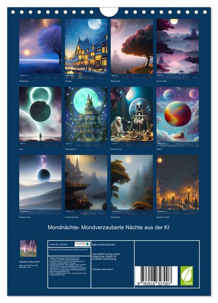 Produktbild: Mondn&auml;chte- Mondverzauberte N&auml;chte aus der KI (Wandkalender 2026 DIN A4 hoch), CALVENDO Monatskalender