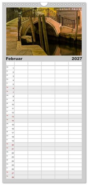 Produktbild: Familienplaner 2027 - Venedig bei Nacht mit 5 Spalten (Wandkalender, 21 x 45 cm) CALVENDO