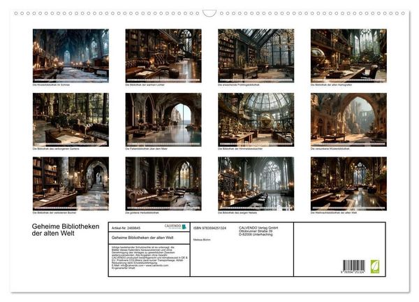 Produktbild: Geheime Bibliotheken der alten Welt (Wandkalender 2027 DIN A2 quer), CALVENDO Monatskalender