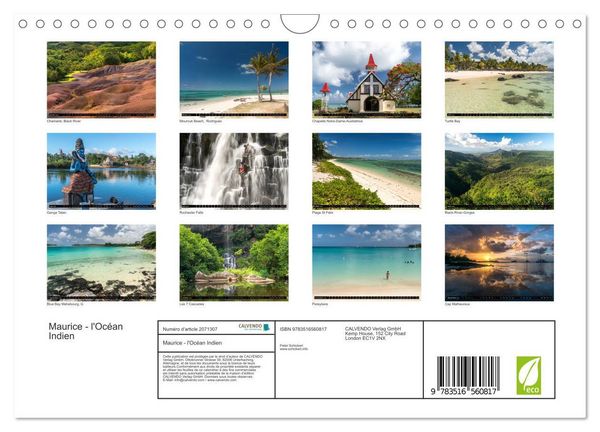 Produktbild: Maurice - l'Oc&eacute;an Indien (Calendrier mural 2026 DIN A4 vertical), CALVENDO calendrier mensuel