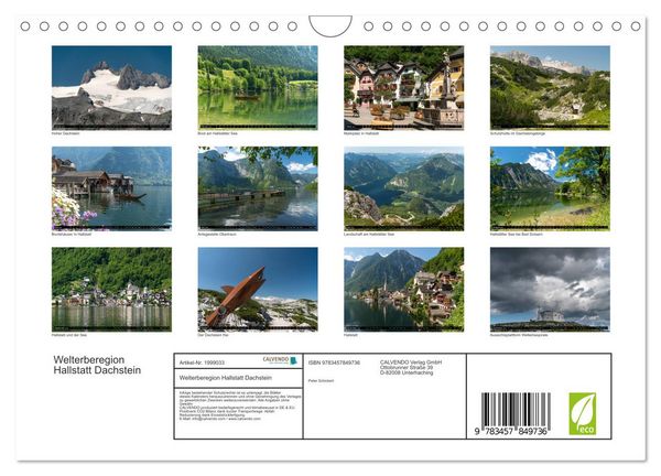 Produktbild: Welterberegion Hallstatt Dachstein (Wandkalender 2026 DIN A4 quer), CALVENDO Monatskalender