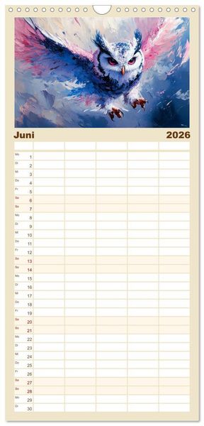 Produktbild: Familienplaner 2026 - Greifv&ouml;gel. Majest&auml;tische Luftakrobaten in &Ouml;loptik mit 5 Spalten (Wandkalender, 21 x 45 cm) CALVENDO