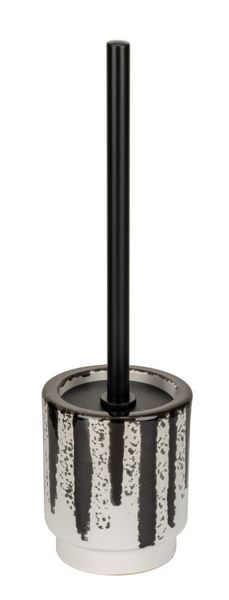 WC-Garnitur Mod. Subiza, weiß/schwarz, Keramik/Metall, Ø11x39 cm, handbemalt, edelstahlgriff