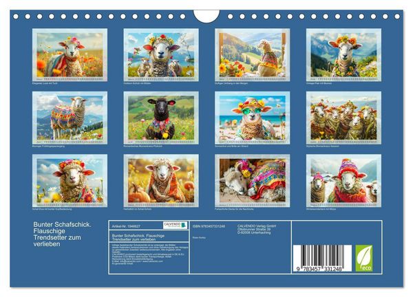 Produktbild: Bunter Schafschick. Flauschige Trendsetter zum verlieben (Wandkalender 2026 DIN A4 quer), CALVENDO Monatskalender