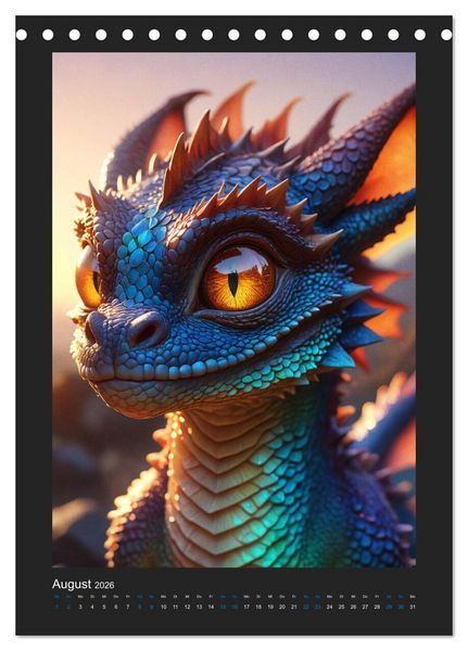 Produktbild: Verzauberte Drachen: Ein Jahr voll kleiner Wunder! (Tischkalender 2026 DIN A5 hoch), CALVENDO Monatskalender