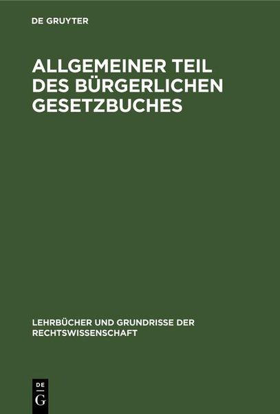 Produktbild: Allgemeiner Teil des B&uuml;rgerlichen Gesetzbuches