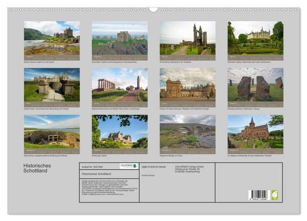Produktbild: Historisches Schottland (Wandkalender 2026 DIN A2 quer), CALVENDO Monatskalender