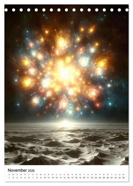 Produktbild: Astronomie Visionen - Ein von KI erschaffenes Panorama des Kosmos (Tischkalender 2026 DIN A5 hoch), CALVENDO Monatskalender