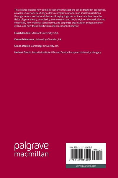 Produktbild: Complexity and Institutions: Markets, Norms and Corporations