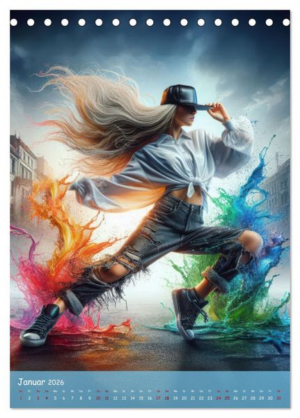 Produktbild: Rhythmus in Farben - Dynamische Hip-Hop-T&auml;nzer (Tischkalender 2026 DIN A5 hoch), CALVENDO Monatskalender