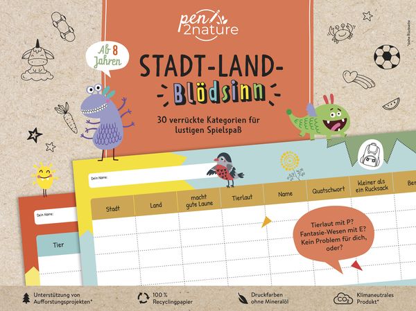 Produktbild: Stadt-Land-Bl&ouml;dsinn. Bunter Spiele-Block f&uuml;r Kinder ab 8 Jahren