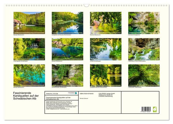 Produktbild: Faszinierende Karstquellen auf der Schw&auml;bischen Alb (Wandkalender 2026 DIN A2 quer), CALVENDO Monatskalender